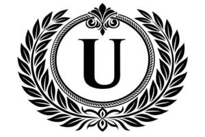 Monogram U with Laurel Wreath Design vector