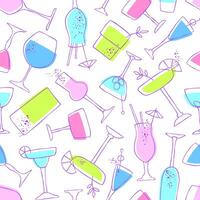 Seamless pattern with glasses and goblets of alcoholic drinks on a white background vector