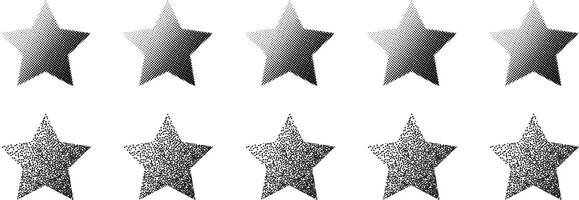 Five halftone stipple effect star quality rating symbol on isolated background vector