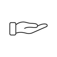 Open Hand Gesture Line Icon. Offering, Receiving, And Giving Symbol. Support, Help, And Assistance Representation. Editable Stroke. Isolated Illustration vector