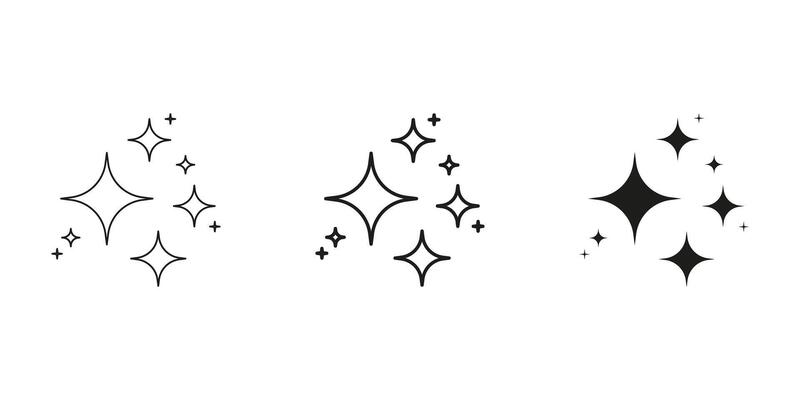 Sparkle Effects Decorative Line And Solid Icon Set. Shine And Glitter Emblem Symbol Collection. Isolated Illustration