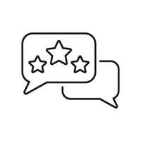 Speech Bubbles With Stars Line Icon. Customer Feedback, Review, And Rating Outline Symbol. Communication And Evaluation Concept. Editable Stroke. Isolated Illustration vector