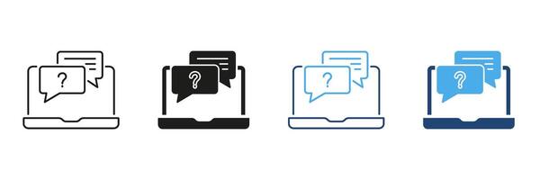 Laptop With Chat Bubbles Line and Solid Icon. Online Communication, Customer Support, And Virtual Assistance Symbol. Digital Interaction And Help Desk. Isolated Illustration vector