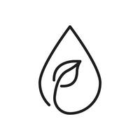 Leaf Inside Water Drop Line Icon. Eco-Friendly, Sustainable Water Usage, And Environmental Conservation Outline Symbol. Nature And Ecology Concept. Editable Stroke. Isolated Illustration vector