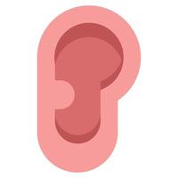 Ear in flat icon style vector