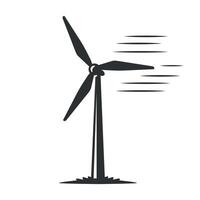 Spinning wind turbine with motion lines for rotation vector