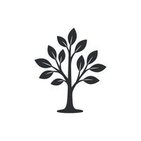 Minimal black tree icon with multiple leaves on branches vector