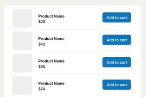 Mobile shopping interface with add to cart vector