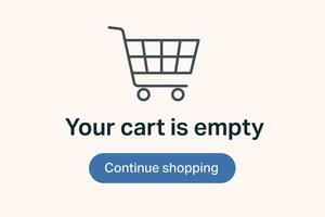Empty cart screen with icon and message prompt vector