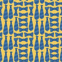 Happy father day pattern with ties and bows on yellow background for celebration design vector