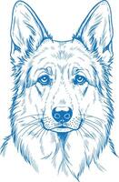 Minimalist Hand Drawn German Shepherd Art Simple Line vector