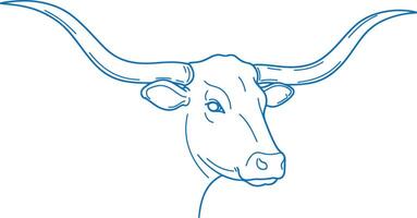 MStylized Minimal Line Art of a Texas Longhorn Steer with Massive Horns Clean and Rustic Design for Farm Branding and Western Aesthetic vector