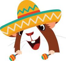 cinco de may happy guinea pig cinco de mayo hat vector