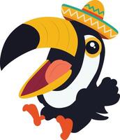 cinco de may cartoon toucan wearing sombrero image vector