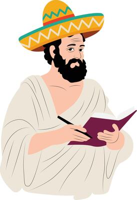 cinco de may sombrero wearing man writing in book