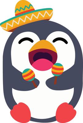 cinco de may happy penguin playing maracas sombrero