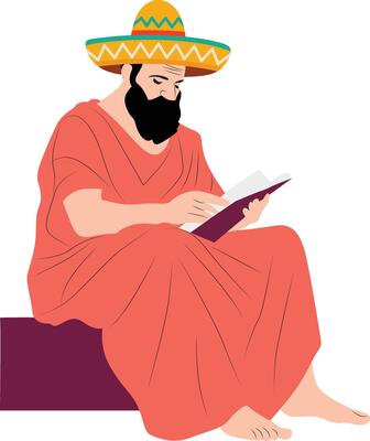 Festive Bearded Man Sombrero Writing Notes