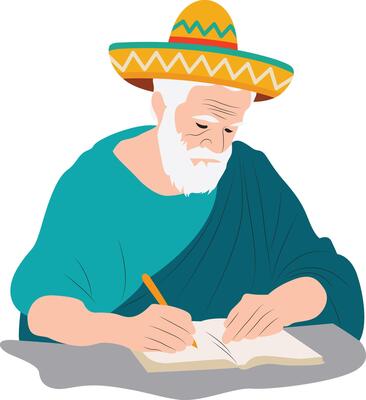 Bearded Man Celebrates Cinco de Mayo with Notebook