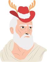 A cartoon image of a Thanatos wearing a red hat with antlers vector