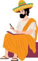 Sombrero Thinker Scribbling Festive Notes vector