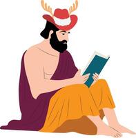 A Dionysus in a deer hat is reading a book vector