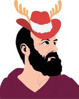 Sketch of a Guy with Antlered Hat vector