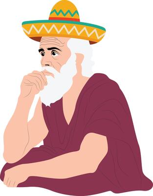 Wise Man in Sombrero Reflecting on Freedom