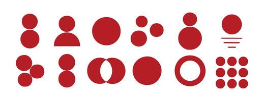 a set of red circles with different shapes vector