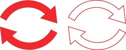 simple abstract red color round arrow icon set vector