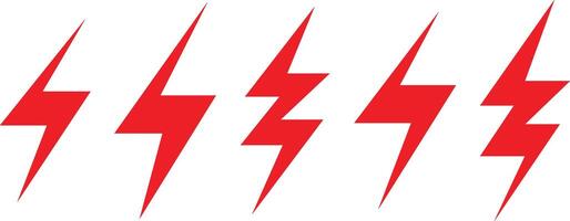 simple lightning red bolt icon set creative illustration electric thunder and bolt flash icon set red silhouette lightning bolt flash symbols vector