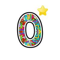 Colorful Patterned Number Zero with Star vector