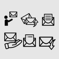 Simple Line Art Email and Mail Icons Set vector