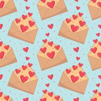 Seamless pattern of an open letter with hearts. Fabric texture for Valentine's day, background with letters and hearts. Romantic background for Valentine's day. illustration vector