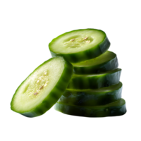 A stack of cucumber slices with one leaning on the side view png