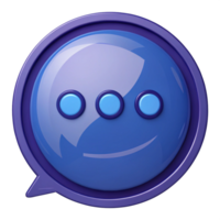 Blue Speech Bubble with Three Dots and a Line on a Transparent Background png