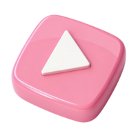 Play button icon, white triangle on glossy pink rounded square with Transparent background png