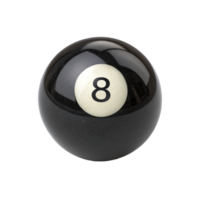 Eight Ball CloseUp Shot Showing White Number Eight on Transparent Sphere Background png