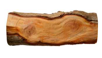 high detail close-up top view of natural firewood log with visible wood grain and bark texture on isolated background png