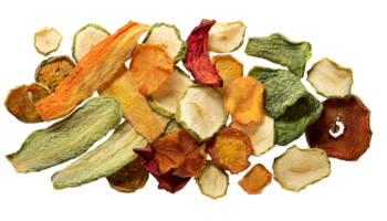 variety of colorful dehydrated vegetables with dry texture on isolated background in top view flat lay composition png