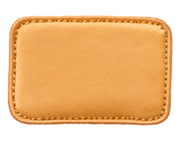 top view of yellow rectangular fabric patch with detailed stitched border and smooth textile texture on isolated background png