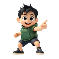 Playful 3D Render of a Happy Boy Pointing Isolated on transparent Background png