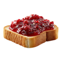 Closeup of Red Berry Jam on Toasted Bread Slice, Isolated on transparent Background png