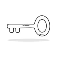 Hand drawn outline key icon symbol isolated flat style. vector