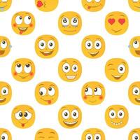 Cartoon colorful emoji seamless pattern design. Background with happy faces smiling, laughing and in love. vector