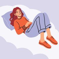 Relaxing Woman Sleeping on the Cloud vector