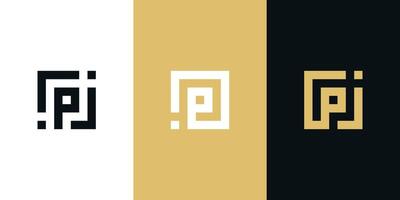 Initial letter P logo design with square shape. Premium vector