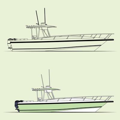 Fishing Boat Illustration Line Art