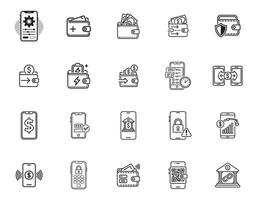 Fintech Icons for Mobile Banking and Wallet Apps vector