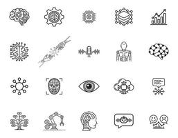 AI Technology and Machine Learning Icons vector