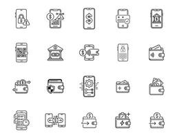 Digital Wallet and Mobile Banking Icons vector